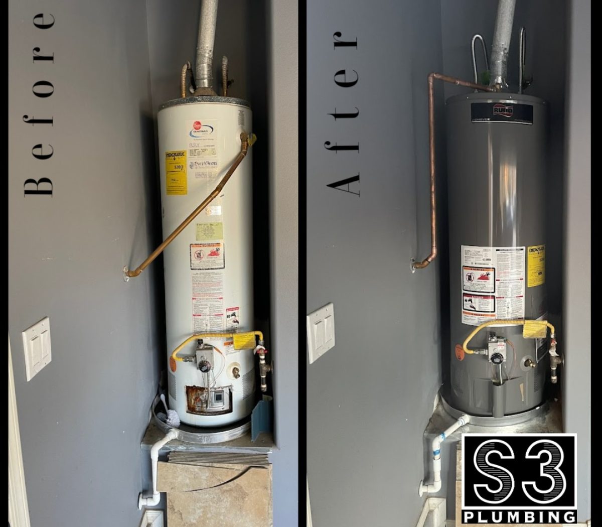 Before and After Water Heater install